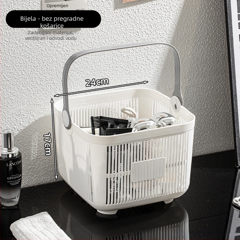 Prijenosna košara za kupaonicu s odjeljkom za suho i mokro za higijenske potrepštine | materijal PP | univerzalna upotreba