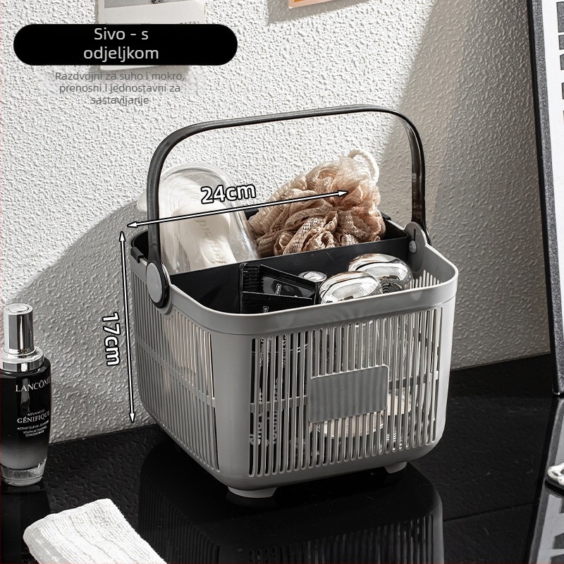 Prijenosna košara za kupaonicu s odjeljkom za suho i mokro za higijenske potrepštine | materijal PP | univerzalna upotreba