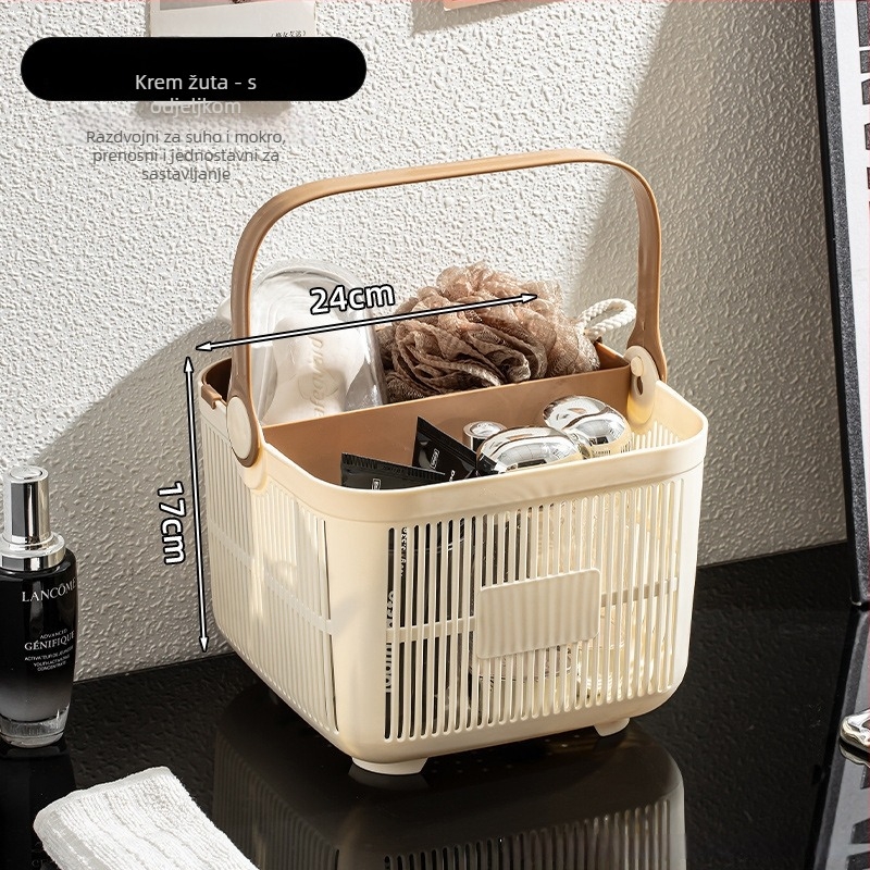 Prijenosna košara za kupaonicu s odjeljkom za suho i mokro za higijenske potrepštine | materijal PP | univerzalna upotreba