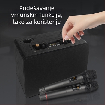 Karaoke all-in-one zvučni sustav s drvenim kućištem, 5 zvučnika, 50W, Bluetooth 5.0, raspon frekvencija 100Hz-20kHz