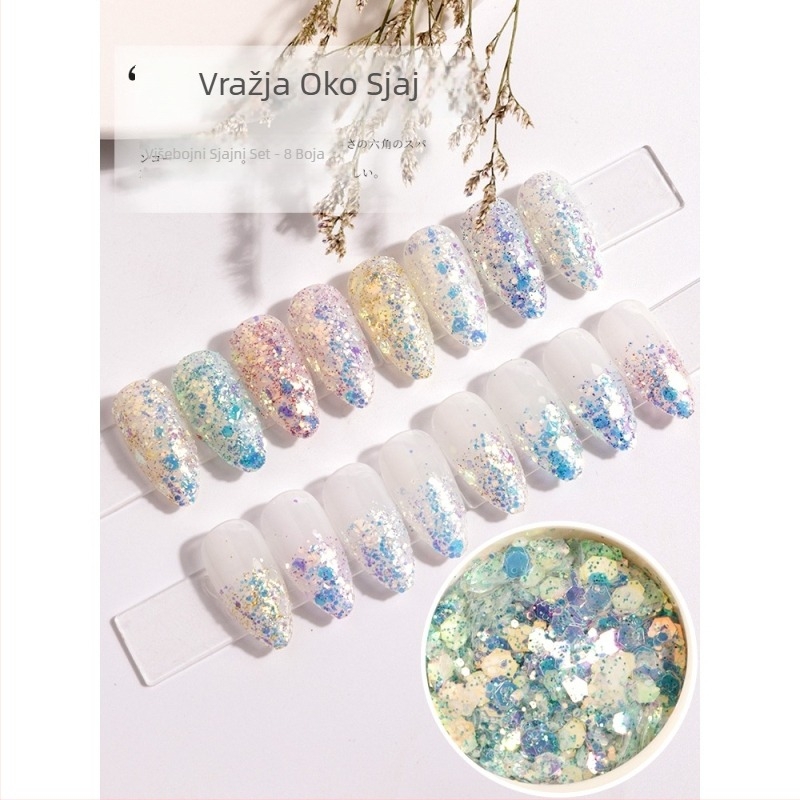 DIY ukrasi za nokte s glitter miksom, 32 g, aluminijev oksid, motiv Godina Konja