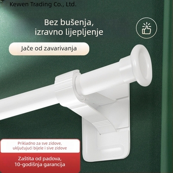 Držač zavjese za šipku s ljepilnim montažom, bez bušenja, za kupaonicu, teleskopska šipka, marka Kewen, materijal: drugi, stil: moderni minimalistički