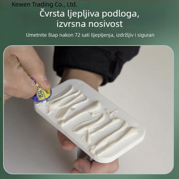 Držač zavjese za šipku s ljepilnim montažom, bez bušenja, za kupaonicu, teleskopska šipka, marka Kewen, materijal: drugi, stil: moderni minimalistički