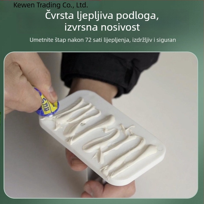 Držač zavjese za šipku s ljepilnim montažom, bez bušenja, za kupaonicu, teleskopska šipka, marka Kewen, materijal: drugi, stil: moderni minimalistički