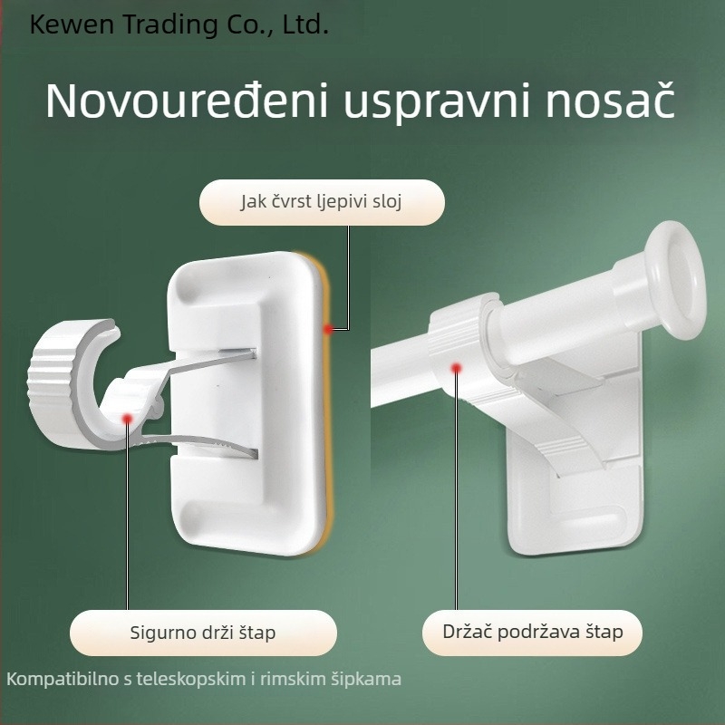 Držač zavjese za šipku s ljepilnim montažom, bez bušenja, za kupaonicu, teleskopska šipka, marka Kewen, materijal: drugi, stil: moderni minimalistički