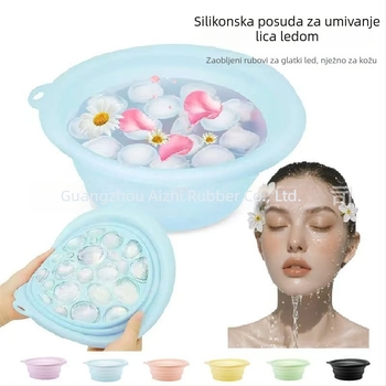 Silikonska sklopiva ledena posuda za lice, prijenosna ledena posuda, ledena terapija za pranje lica, vanjska upotreba