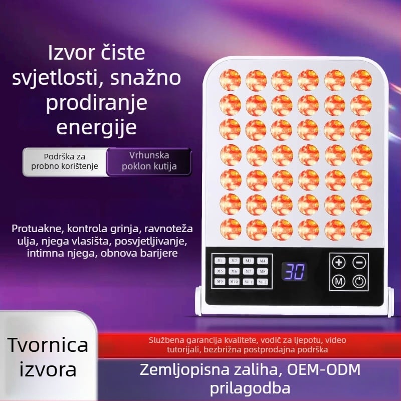 HAOSHIDA LED fotonski terapijski kozmetički uređaj za pomlađivanje kože – crveno i plavo svjetlo, negativni ioni (IPX2 vodootporno; kućna uporaba)