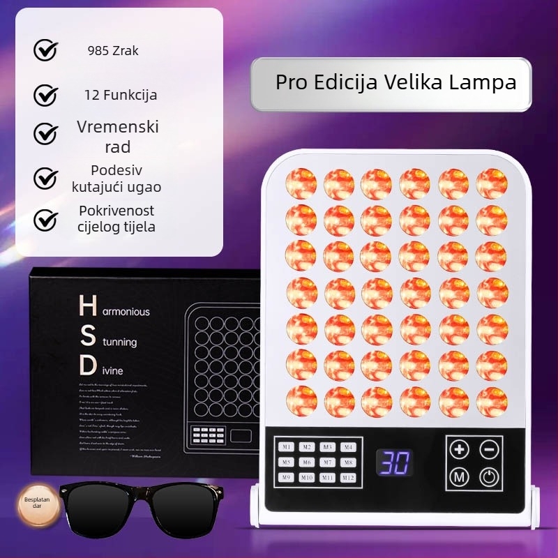 HAOSHIDA LED fotonski terapijski kozmetički uređaj za pomlađivanje kože – crveno i plavo svjetlo, negativni ioni (IPX2 vodootporno; kućna uporaba)