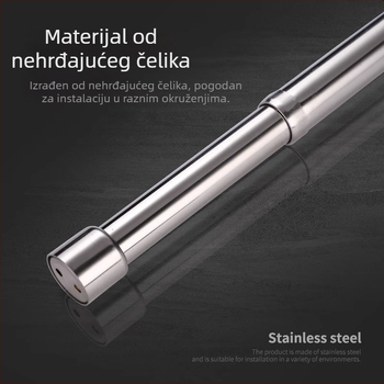 Teleskopska šipka za odjeću od nehrđajućeg čelika za garderobu — moderni minimalistički dizajn, modeli 51/80/100/120/160/210, polirana površina