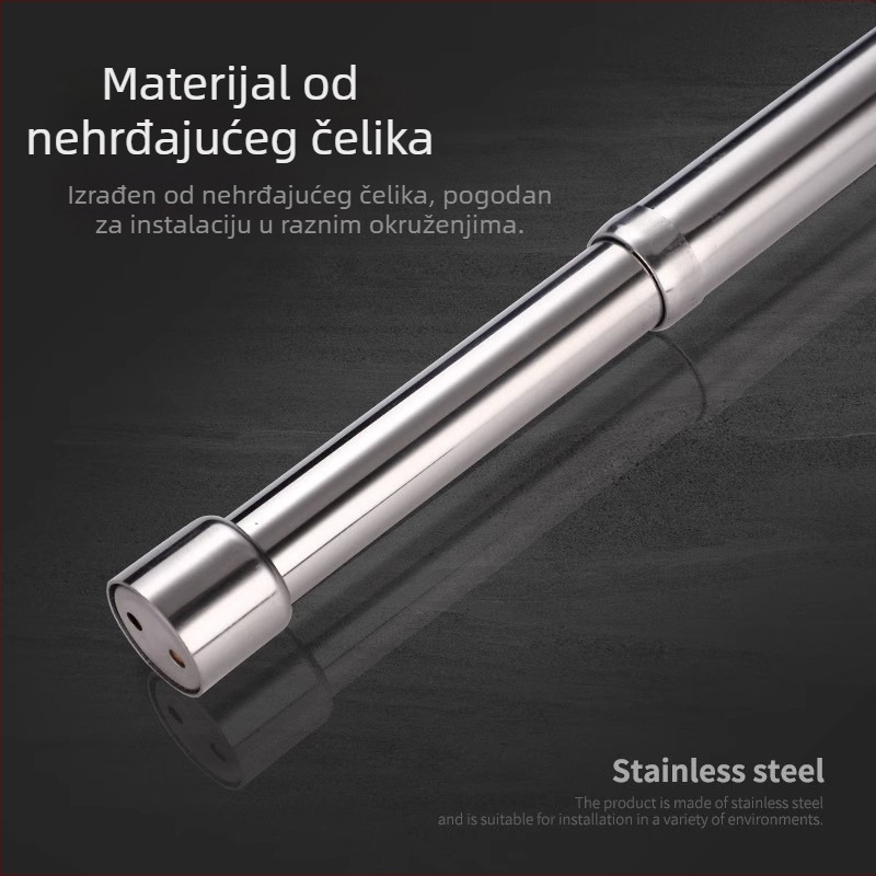 Teleskopska šipka za odjeću od nehrđajućeg čelika za garderobu — moderni minimalistički dizajn, modeli 51/80/100/120/160/210, polirana površina