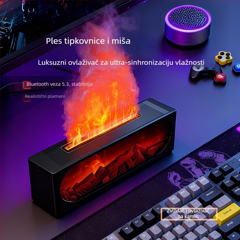 Bluetooth zvučnik s ovlaživačem zraka i difuzorom aromaterapije te noćnim svjetlom; sustav s 2 zvučnika, Bluetooth 5.1, 40Hz-20kHz, 6 sati reproducije, domet 10 m