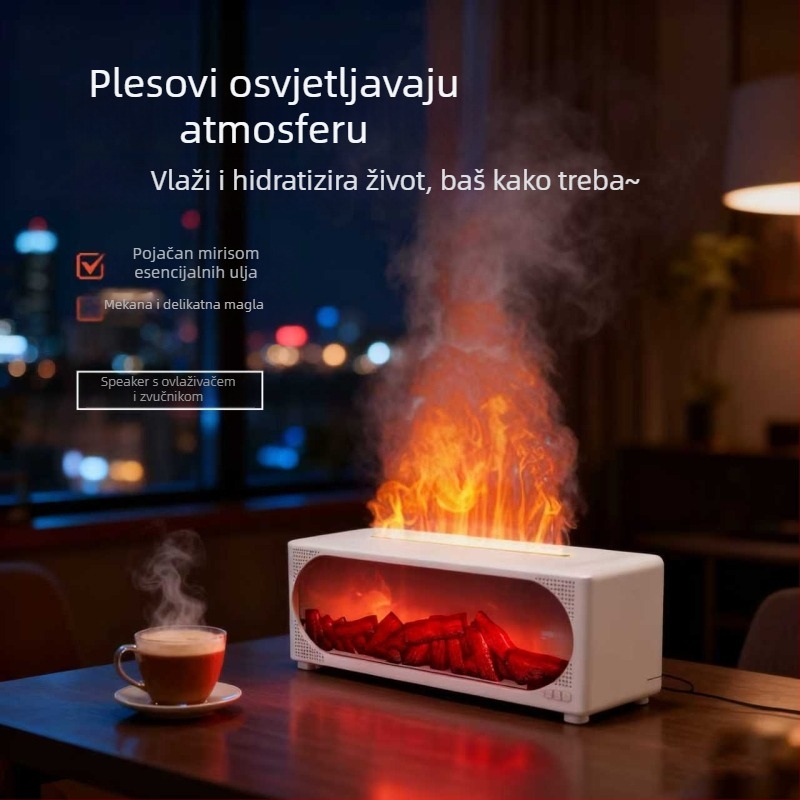 Bluetooth zvučnik s ovlaživačem zraka i difuzorom aromaterapije te noćnim svjetlom; sustav s 2 zvučnika, Bluetooth 5.1, 40Hz-20kHz, 6 sati reproducije, domet 10 m