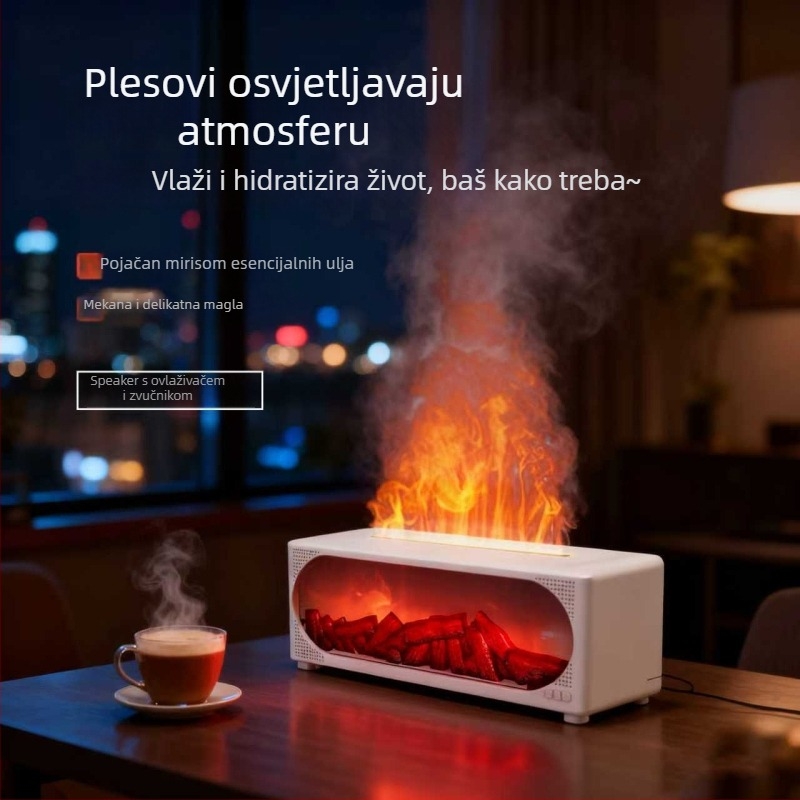 Bluetooth zvučnik s ovlaživačem zraka i difuzorom aromaterapije te noćnim svjetlom; sustav s 2 zvučnika, Bluetooth 5.1, 40Hz-20kHz, 6 sati reproducije, domet 10 m