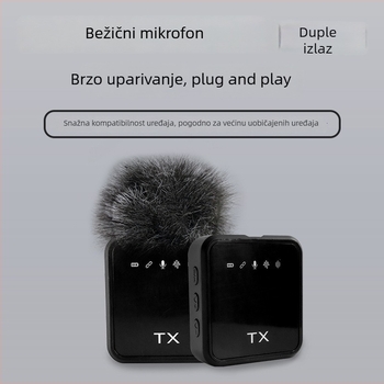 Lavalier mikrofon za live emitiranje – redukcija šuma, omnidirekcijski prijem, frekvencijski raspon 20 Hz–20 kHz, SNR ≥70 dB, ugrađena baterija, trajanje baterije 1–3 h