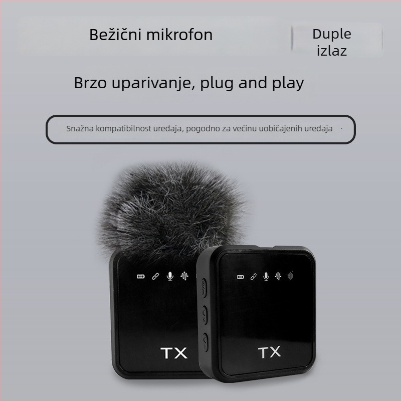 Lavalier mikrofon za live emitiranje – redukcija šuma, omnidirekcijski prijem, frekvencijski raspon 20 Hz–20 kHz, SNR ≥70 dB, ugrađena baterija, trajanje baterije 1–3 h