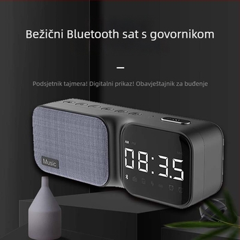 Bluetooth zvučnik s alarmom za stol – prenosni bežični zvuk s ugrađenom baterijom, USB napajanje, Bluetooth 5.3, 100 Hz–20 kHz, SNR ≥75 dB, domet 10 m