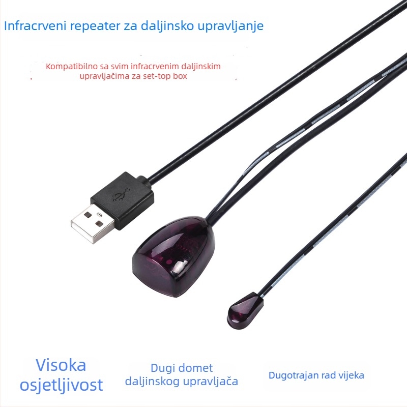 Prošireni IR prijemnik kabel za set-top box s USB IR prijemnikom, IR transponder model, širokopojasni prijenos, daljinski infracrveni opseg