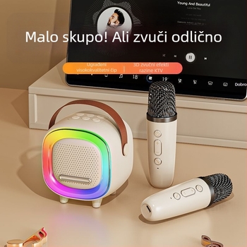 Karaoke Bluetooth zvučnik s ugrađenim mikrofonom — 5W izlazne snage, Bluetooth 5.0, ugrađena baterija 1200–2000mAh, IPX4 vodootpornost, domet do 10 m