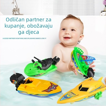 Vodena igračka brod s navijačkim mehanizmom — plastični brzobrod, jahta i jedrilica za djecu (4–6 godina)