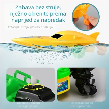 Vodena igračka brod s navijačkim mehanizmom — plastični brzobrod, jahta i jedrilica za djecu (4–6 godina)