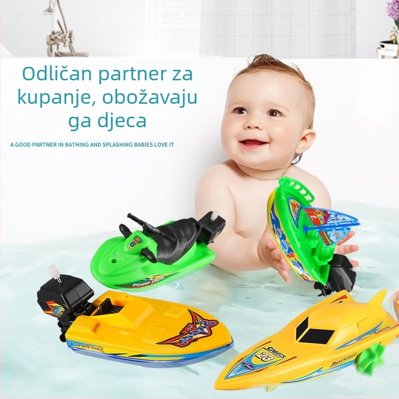 Vodena igračka brod s navijačkim mehanizmom — plastični brzobrod, jahta i jedrilica za djecu (4–6 godina)