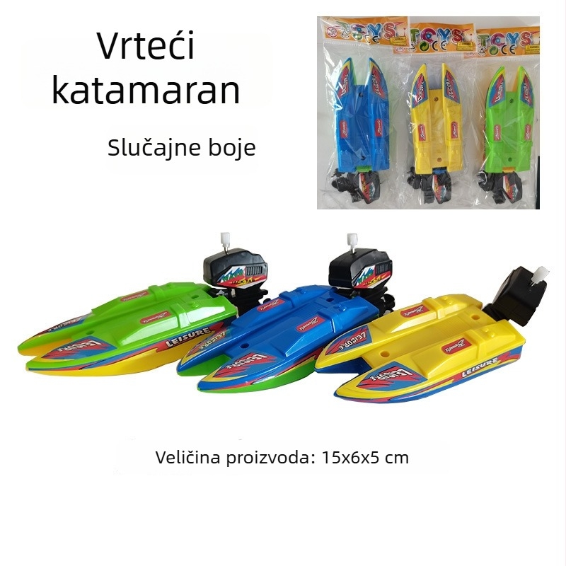 Vodena igračka brod s navijačkim mehanizmom — plastični brzobrod, jahta i jedrilica za djecu (4–6 godina)