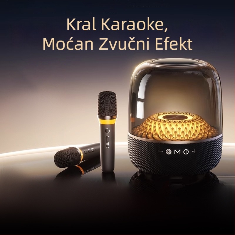 Kućni karaoke sustav s Bluetoothom 5.0 i integriranim bežičnim mikrofonom, ugrađena baterija 6000 mAh, izlaz 130 W, frekvencijski raspon 100 Hz–20 kHz, SNR ≥70 dB