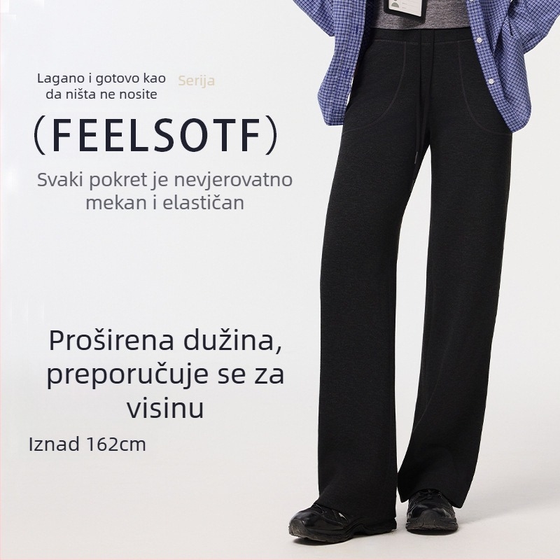 Ženske hlače visokim strukom, ravni kroj, modal, lagan materijal, visoka elastičnost, dojam kože (50–70% Modal, 30–50% Poliester)