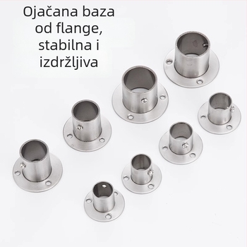 Držač šipke za garderobu od nehrđajućeg čelika s okruglom cijevi i čvrstom bazom, lijevano, moderni minimalistički stil, Model 02