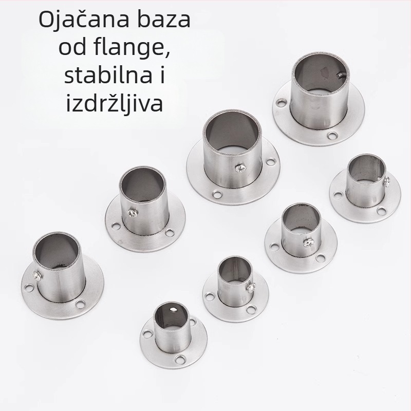 Držač šipke za garderobu od nehrđajućeg čelika s okruglom cijevi i čvrstom bazom, lijevano, moderni minimalistički stil, Model 02
