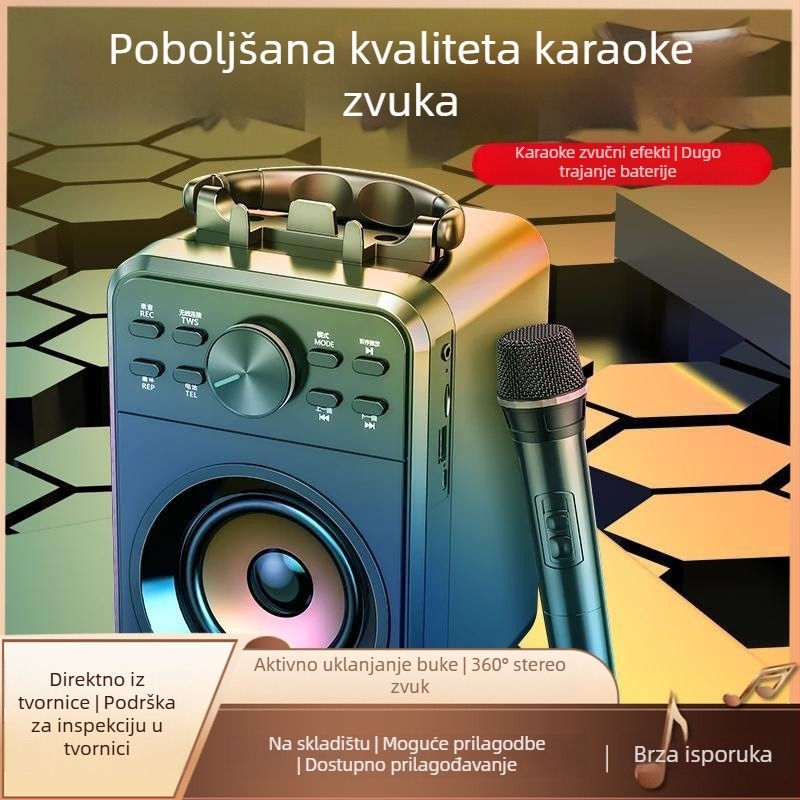 Bluetooth zvučnik za karaoke, 2.1 kanala, 3600mAh baterija, 8 sati reproducije, podrška TF kartici, model X1