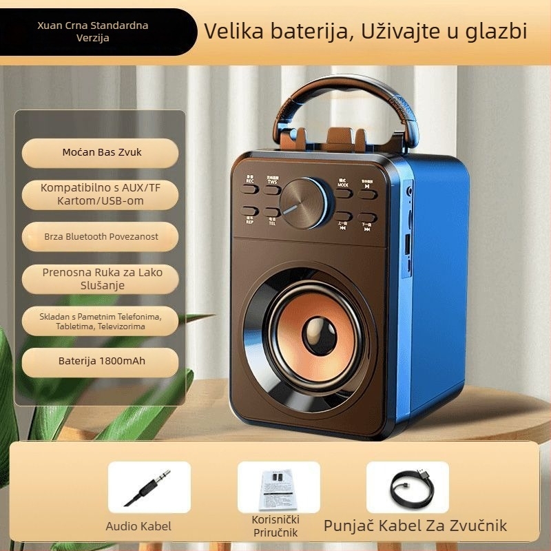 Bluetooth zvučnik za karaoke, 2.1 kanala, 3600mAh baterija, 8 sati reproducije, podrška TF kartici, model X1