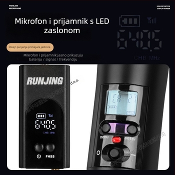 RUNJING R58A Dinamički ručni mikrofon za KTV i prijenos uživo, raspon frekvencija 60 Hz–15 kHz, SNR ≥85 dB, baterija 1000–1200 mAh zamjenjiva, trajanje baterije 6–8 sati