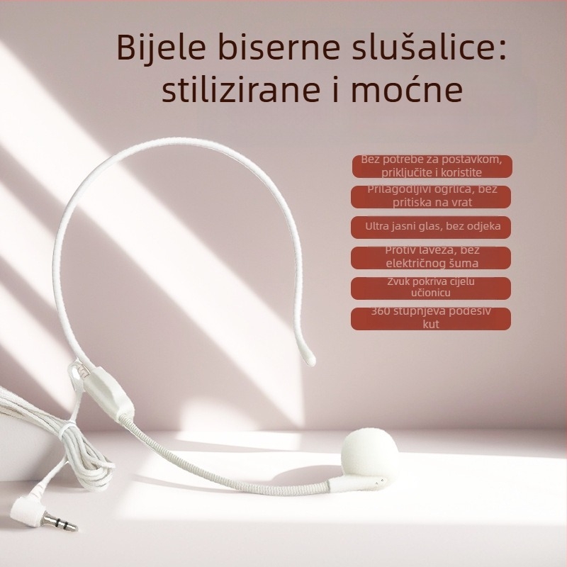 Bežični konferencijski headset mikrofon s držalom za uho, dizajn na glavi, raspon frekvencija 30 Hz–15 kHz, SNR ≥70 dB