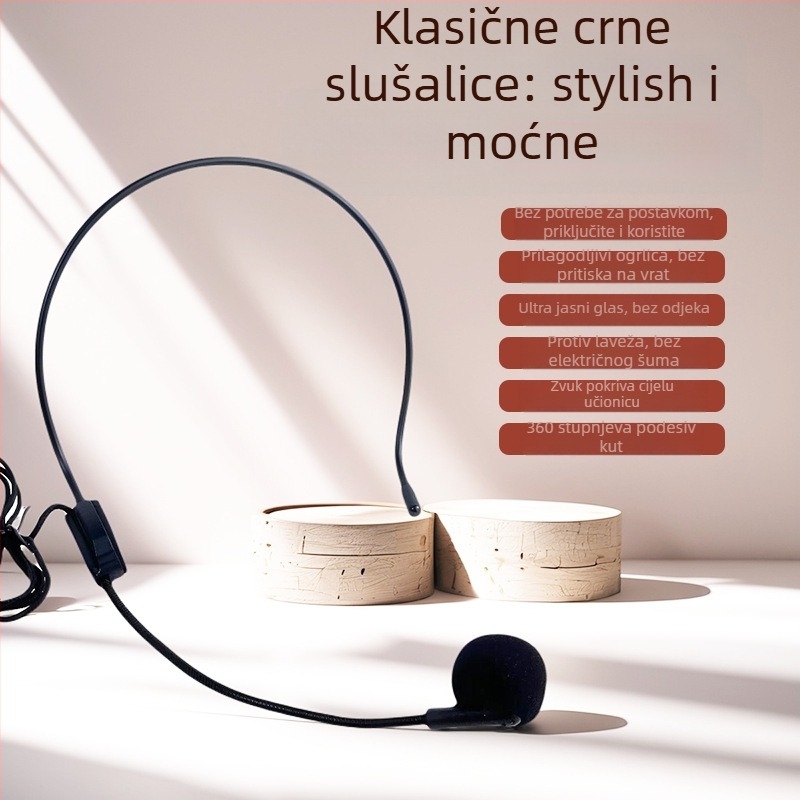 Bežični konferencijski headset mikrofon s držalom za uho, dizajn na glavi, raspon frekvencija 30 Hz–15 kHz, SNR ≥70 dB