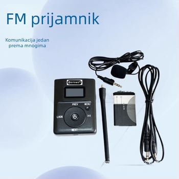 T-13 FM bežični prijenosnik za nastavu i vođenje turista – integrirani mikrofon, ugrađena baterija, 2 W, SNR < 60 dB, frekvencijski odziv 18 904 525 367 Hz