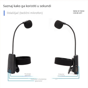 Bežični mikrofon za glazbene instrumente (Erhu, Hulusi, violina, saksofon, suona) – Model Y08, ugrađena baterija, Bluetooth 2.0, SNR ≥70 dB
