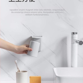 Magnetski zidni set čaše za četkicu za zube, držač paste i obrnuta čašica za ispiranje