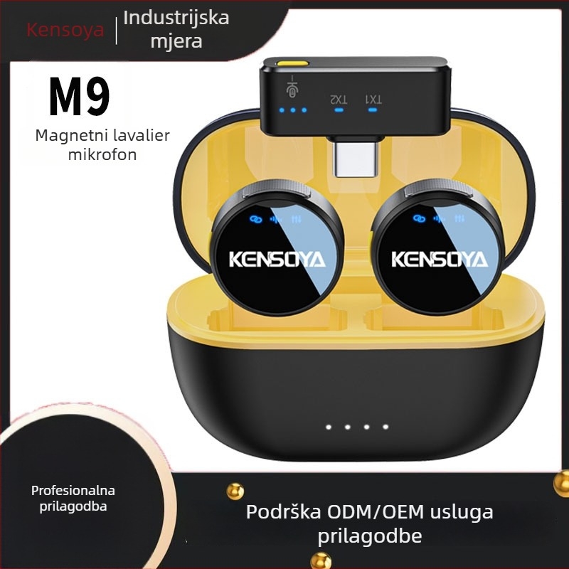 Kensaw M9por Lavalier mikrofon za livestreamanje – profesionalni klips mikrofon, odziv frekvencij 100 Hz–20 kHz, SNR ≥60 dB, trajanje baterije 6–8 h