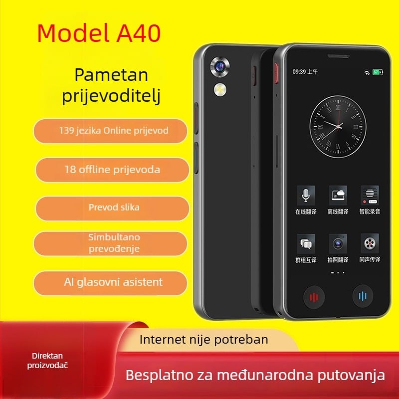 Common Language M80pro prevoditelj — AI prijevod u realnom vremenu, Android, Bluetooth, domet 10 m, upravljanje dodirnim zaslonom i tipkom