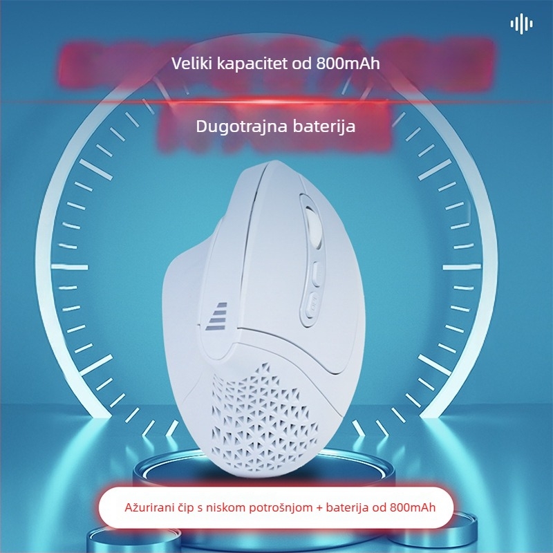 Vertikalna bežična miša s Bluetooth + 2.4G dvostrukim načinom, tiha, 5600 DPI, 6 tipki, punjiva