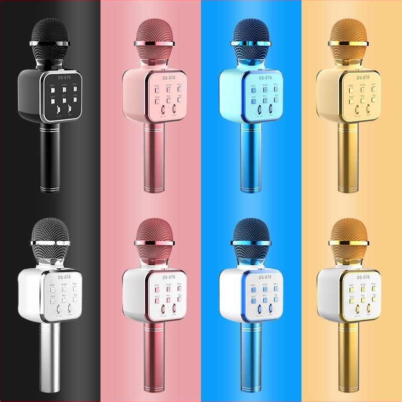 Bežični Bluetooth mikrofon sa ugrađenim zvučnikom i modulom za promjenu glasa za kućni karaoke (Bluetooth verzija 5.0, ugrađena baterija 1200-2000mAh, frekvencijski raspon 60Hz-15kHz, SNR ≥60dB, nazivna snaga 5W)
