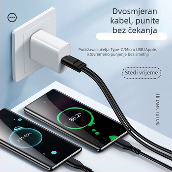 Digital Fox Type-C kabel za napajanje s dvostrukim izlazom, 1 na 2, 2-u-1