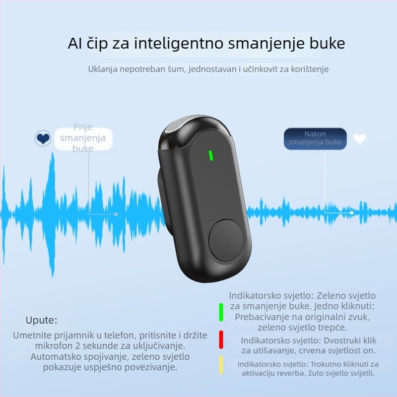 Bežični lavalier mikrofon Q6 - 6 kanala, raspon frekvencija 100 Hz–20 kHz, SNR ≥100 dB, ugrađena baterija 3–6 sati