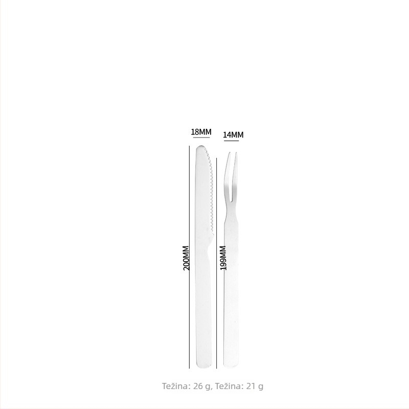 Set noževa i vilica za vanjsko roštiljanje s drvenim ručkama i nehrđajućim oštricama — uključuje nož za meso, nož za steak i roštiljske vilice, u modernom minimalističkom stilu