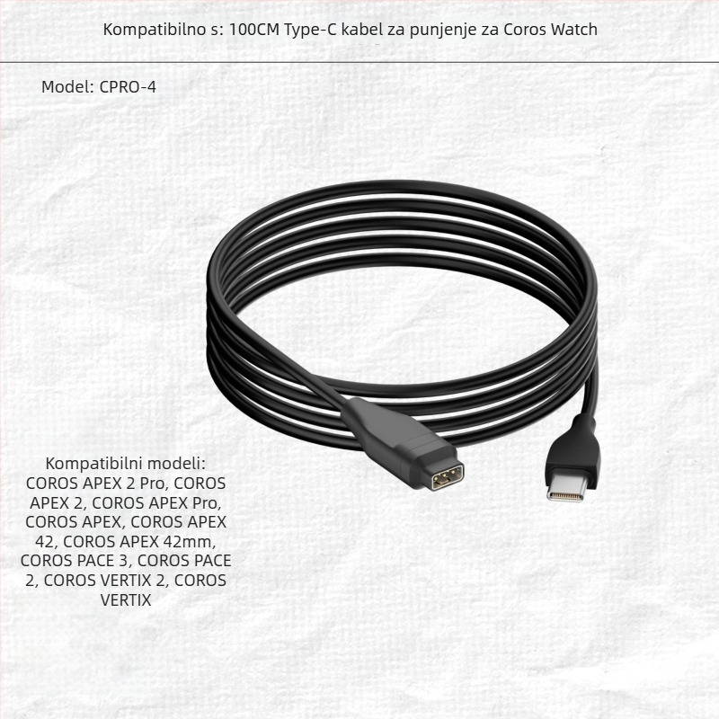 Type-C kabel za punjenje za COROS Pace 2, Pace 3, Pro 1 i Apex Pro – Star Technology