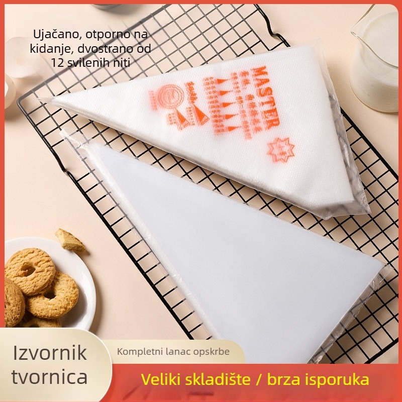 Jednokratna vrećica za ukrašavanje kolača, PE materijal, s trokutastom mlaznicom, kućna upotreba