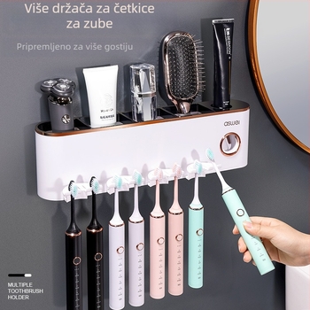 Automatski iscjedivač paste za zube – zidni držač za četkice, bez bušenja, PP+ABS