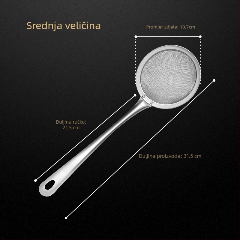 Nerđajući čelični mrežasti štap za kuhanje – višefunkcionalna žlica s mrežicom za rezance i cjedilo za brašno; izrađeno od 201 nerđajućeg čelika; ljeto 2021 izdanje; prilagodljivo postupanje