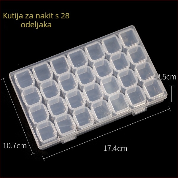 Kutija za pohranu dodataka za njegu noktiju s 28 ili 56 pretinaca, organizator malih dodataka s poklopcem